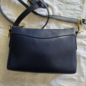 J. Crew Navy Leather Crossbody with Gold Hardware